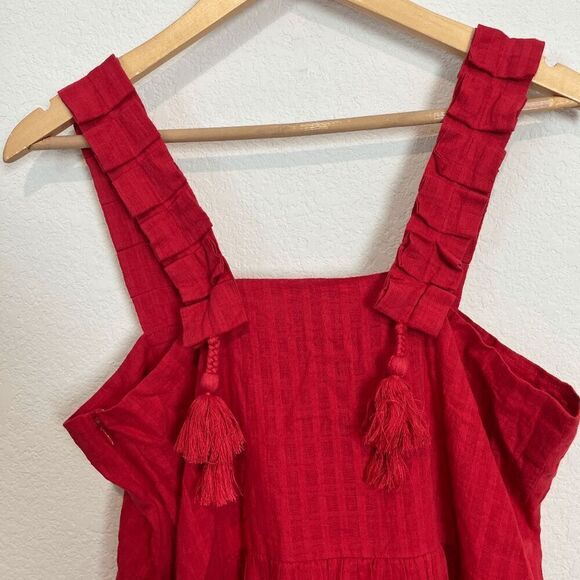 Mirth Grenadine Red Rio Sleeveless Midi Tiered Dress Women's Size Large NWT - Picture 4 of 7